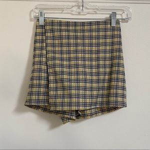 Purrr Melrose Plaid Skort Black White & Yellow